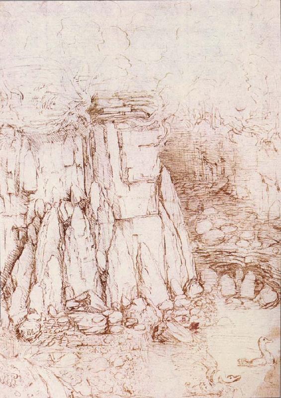 LEONARDO da Vinci A rock gorge Germany oil painting art